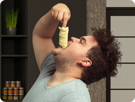 man eating a lot of chips Loan Options